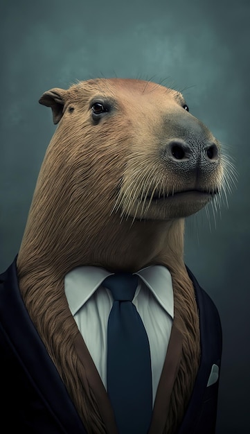 Ilustração gerada por IA de uma capivara fantasiada