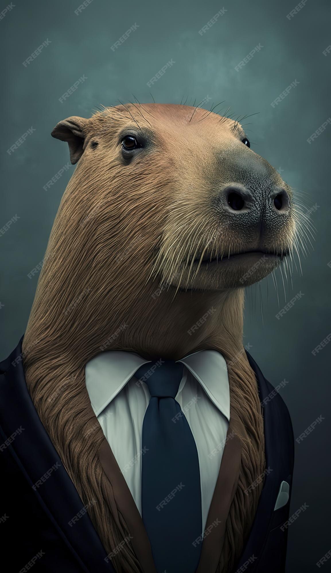 fofa ilustração do capivara com desapontado mão gesto meme