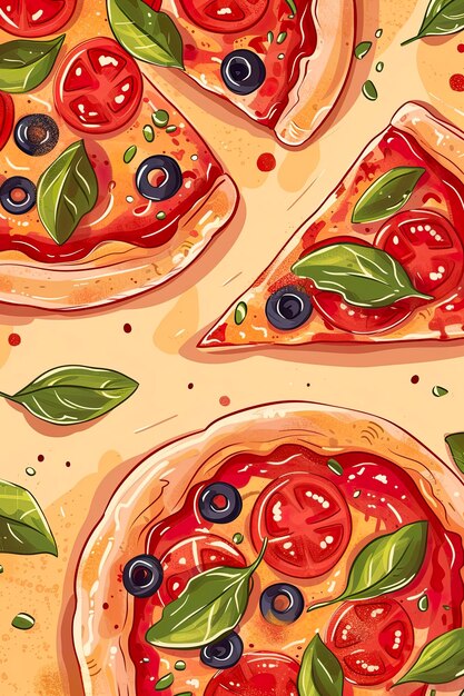 Ilustração gerativa de IA de fundos de pizza com espaço de cópia