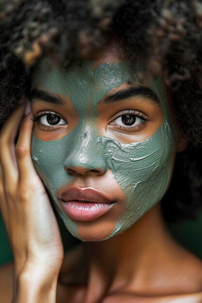 Foto ilustração gerativa de ia de mulheres aplicando uma máscara facial