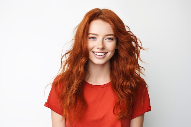 Ilustração gerativa de IA de uma jovem roxa com cabelos encaracolados sorrindo sobre o fundo