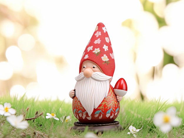 Ilustração Gnome de Páscoa em vermelho