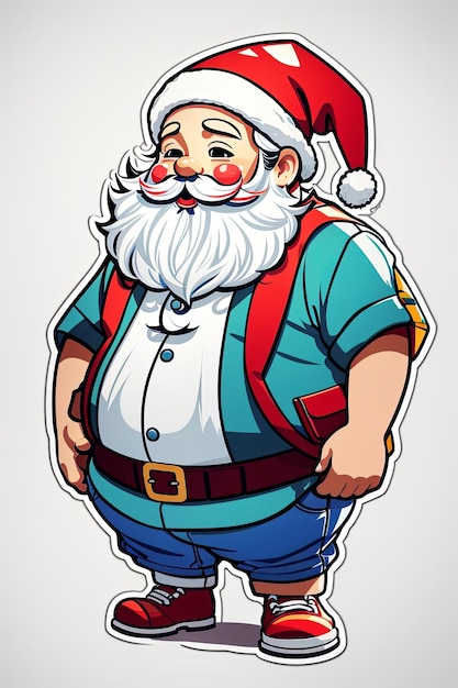 ilustração gordura bonito papai noel vista lateral adesivo fundo branco limpo vetor profissional alto