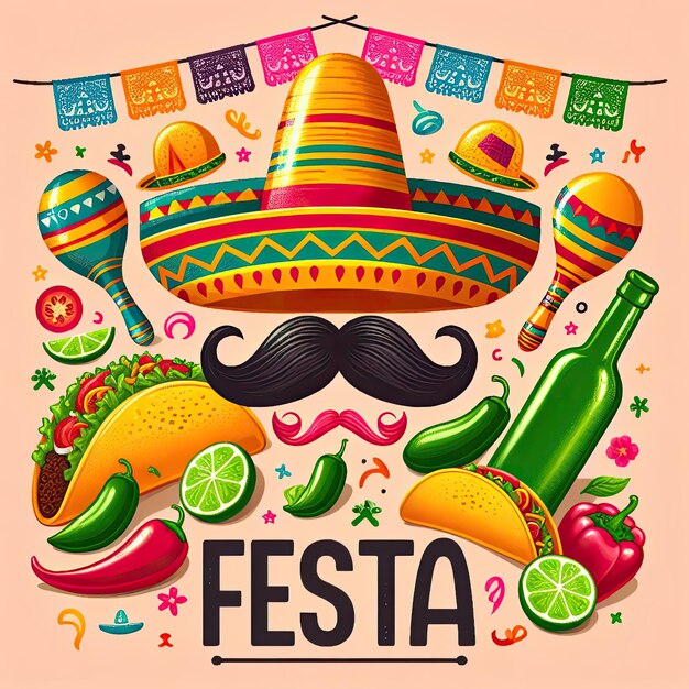 Ilustração gradiente para a celebração do cinco de maio