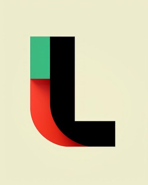 ilustração gráfica super minimalista estilo bauhaus em forma de letra L nas cores do Natal