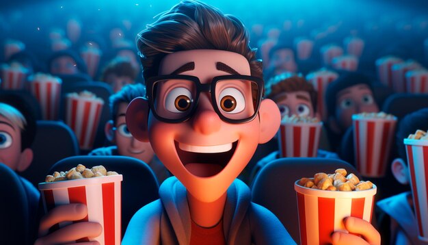 Foto ilustração gratuita de personagens em 3d no cinema