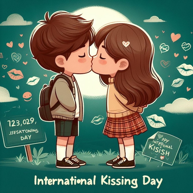 Ilustração gratuita do Dia Internacional do Beijo com casal