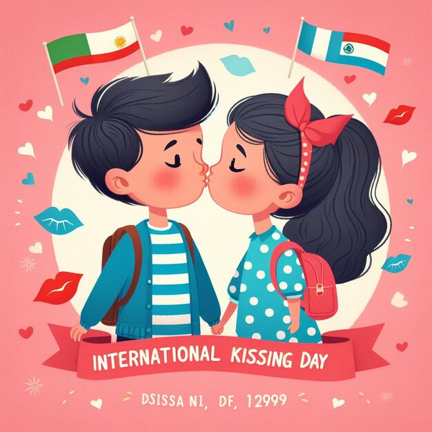 Foto ilustração gratuita do dia internacional do beijo com casal