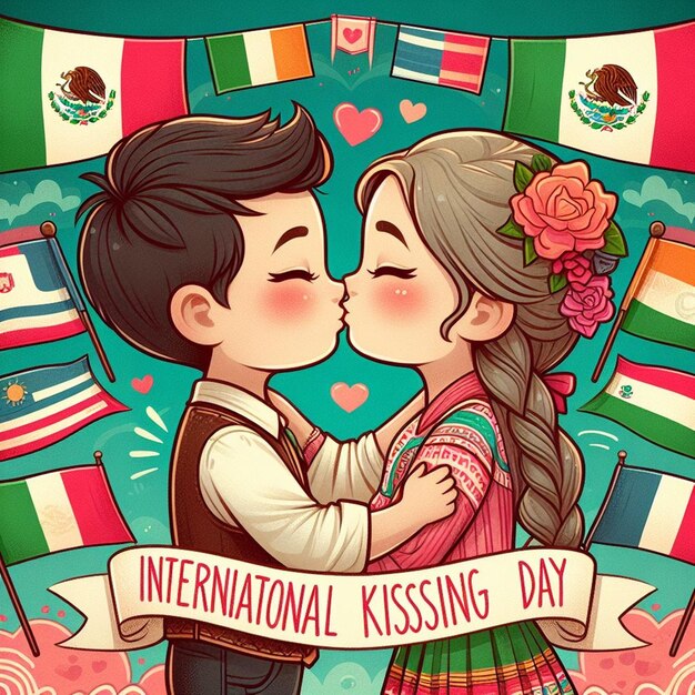 Ilustração gratuita do Dia Internacional do Beijo com casal