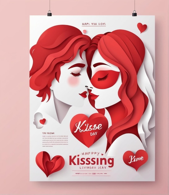 Ilustração gratuita do Dia Internacional do Beijo em papel