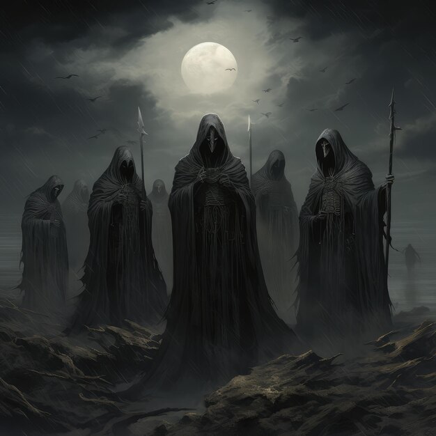 Foto ilustração grim reaper hd 8k ilustração vetorial papel de parede imagem de estoque