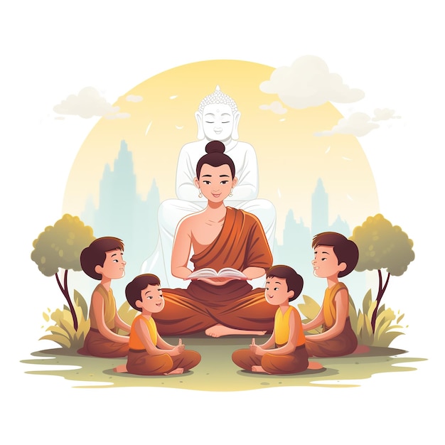 Ilustração Guru Purnima celebrada por hindus e budistas para agradecer seus professores Ai Gerado