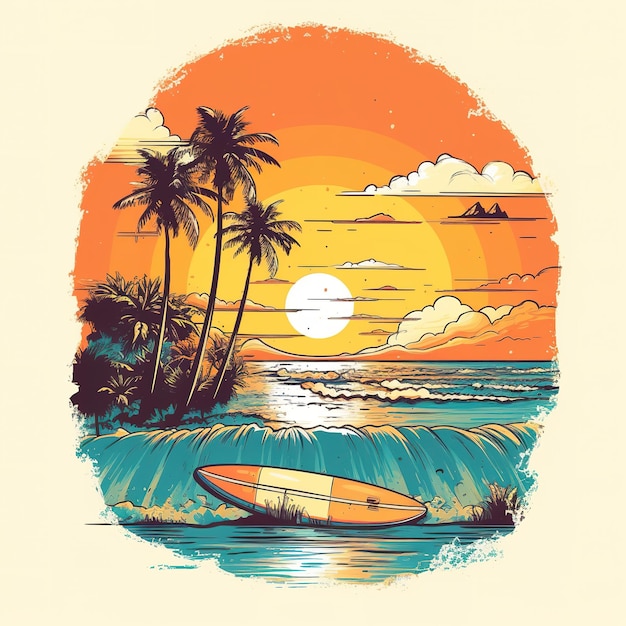 Ilustração havaiana retro