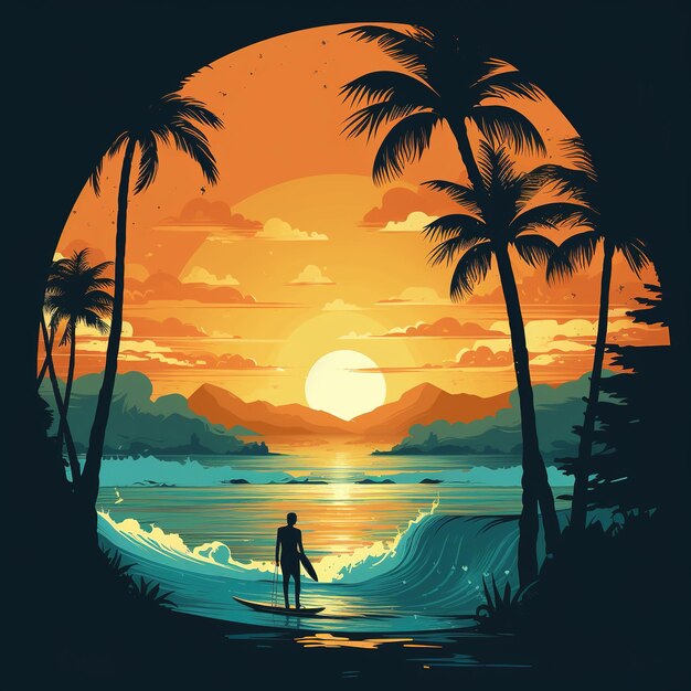 Ilustração havaiana retro