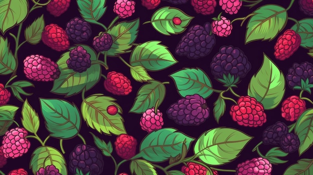 Ilustração horizontal do fundo da baga de amora fresca orgânica