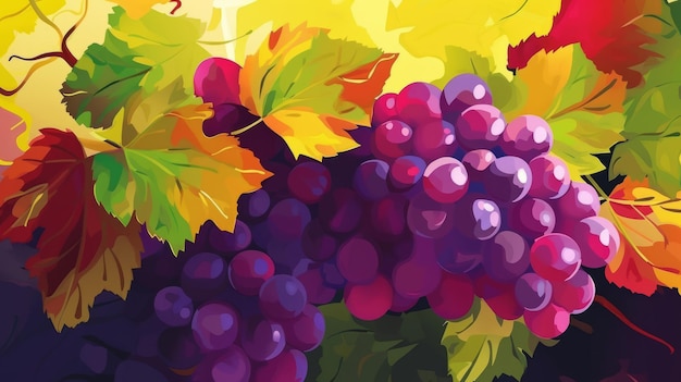 Ilustração horizontal do fundo da fruta fresca orgânica da uva
