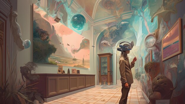 Ilustração Imersiva Entre no Futuro com Óculos de Realidade Virtual Generative AI