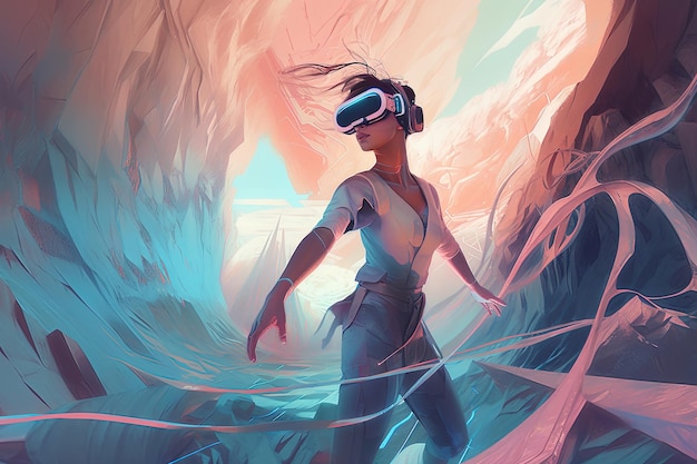 Ilustração Imersiva Entre no Futuro com Óculos de Realidade Virtual Generative AI