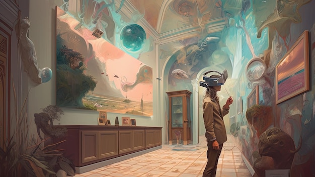 Ilustração Imersiva Entre no Futuro com Óculos de Realidade Virtual Generative AI