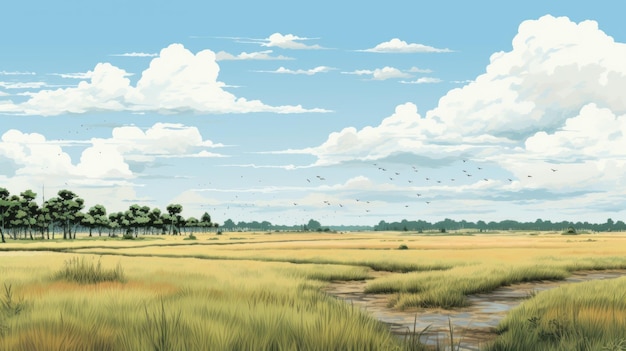 Foto ilustração impressionante da paisagem do pântano em resolução 8k
