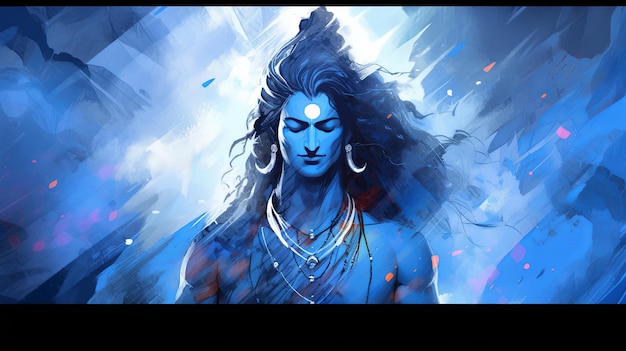 Ilustração Índia Maha Shivratri em azul