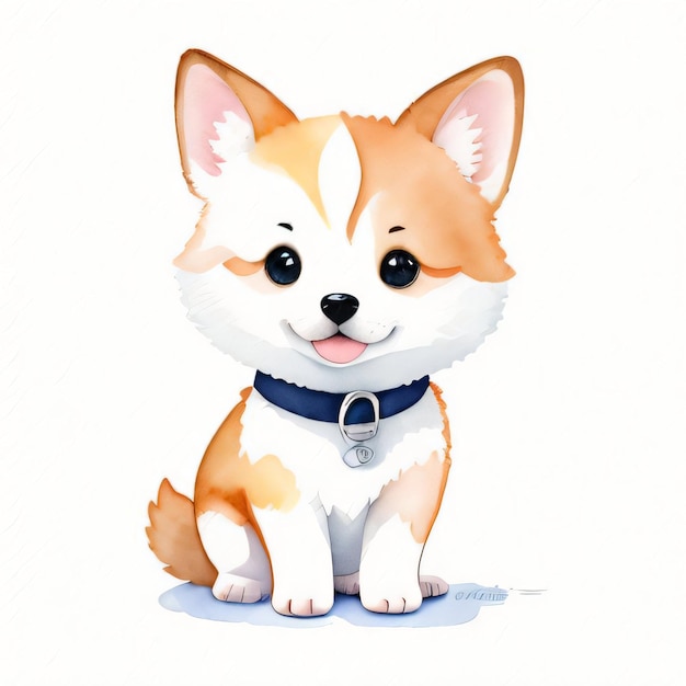 Ilustração infantil em aquarela com clipart de cachorrinho fofo