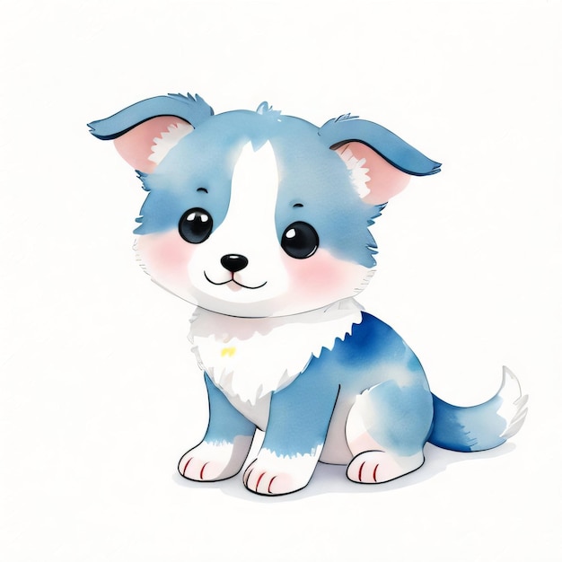 Ilustração infantil em aquarela com clipart de cachorrinho fofo