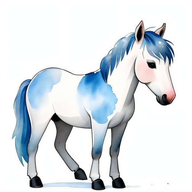 Ilustração infantil em aquarela com clipart de cavalo fofo
