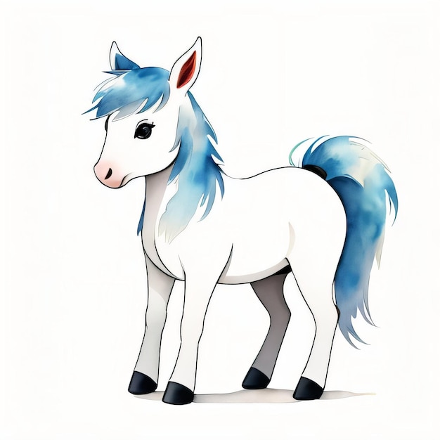 Ilustração infantil em aquarela com clipart de cavalo fofo