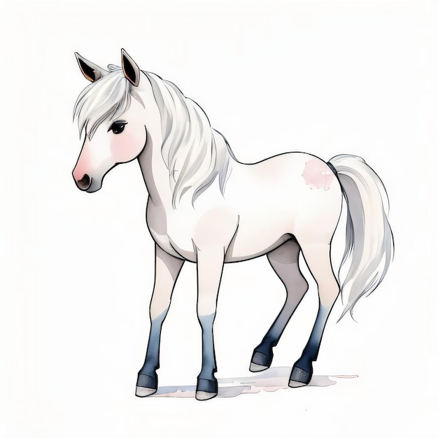 Ilustração infantil em aquarela com clipart de cavalo fofo