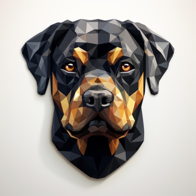 Ilustração inspirada em design gráfico de cabeça de Rottweiler poligonal 3D