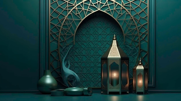 Ilustração Islâmica para Celebração do Ramadã Gerada por IA