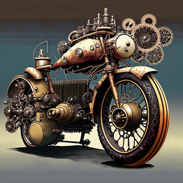 Ilustração isolada do vetor do clipart da motocicleta de Steampunk