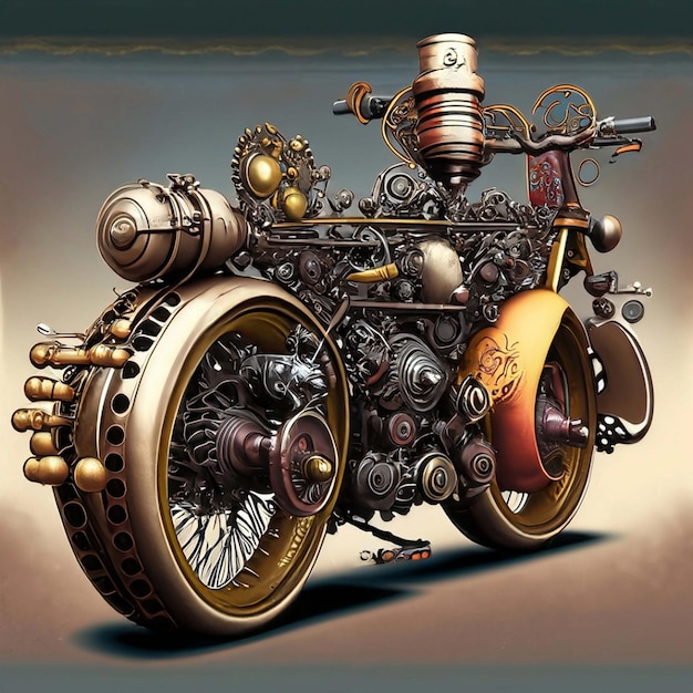 Foto ilustração isolada do vetor do clipart da motocicleta de steampunk