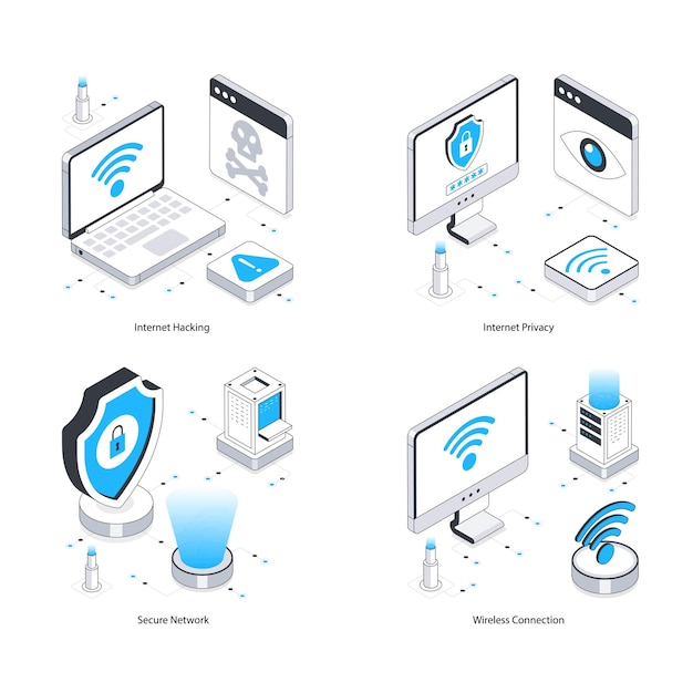 Ilustração isométrica de vetor de tecnologia da Internet Eps 10 Conjunto de arquivos 21