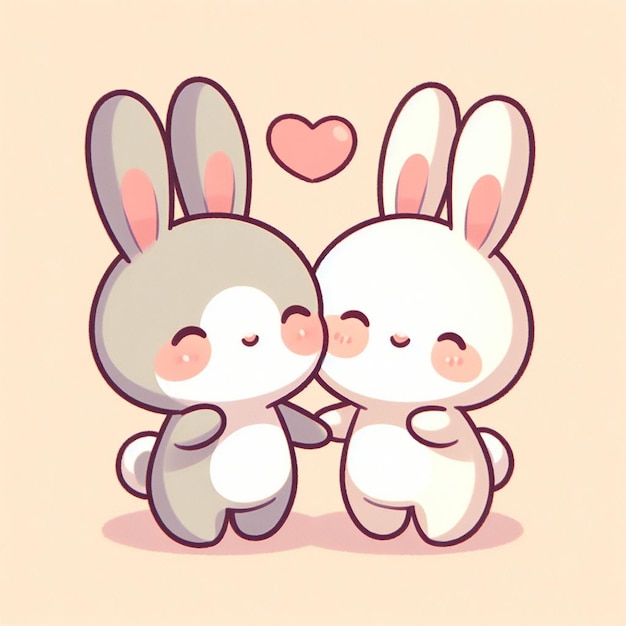 Foto ilustração kawaii coelhos bonitos