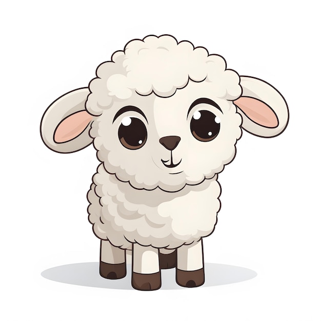 Foto ilustração limpa e minimalista de ovelhas em fundo branco