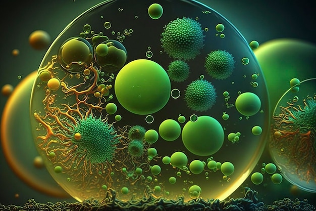 ilustração médica de células de bactérias, ai criativa
