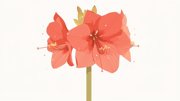 Ilustração minimalista de Amaryllis em fundo simples IA gerativa