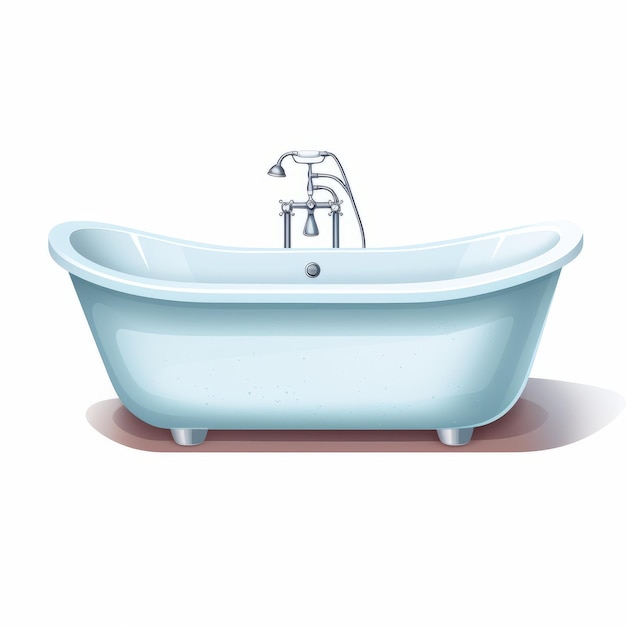 Ilustração minimalista de banheira azul em fundo branco