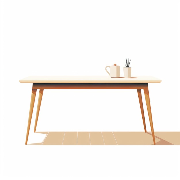 Ilustração minimalista de cafeteira de mesa de madeira