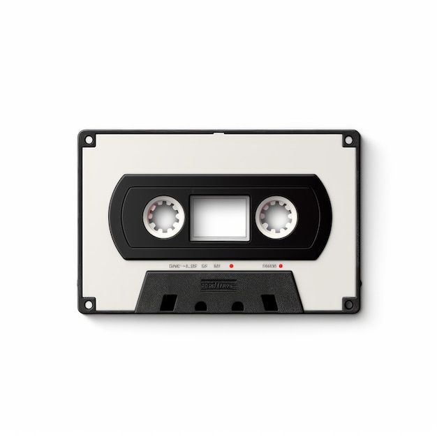 Foto ilustração minimalista de fita de cassete preto e branco