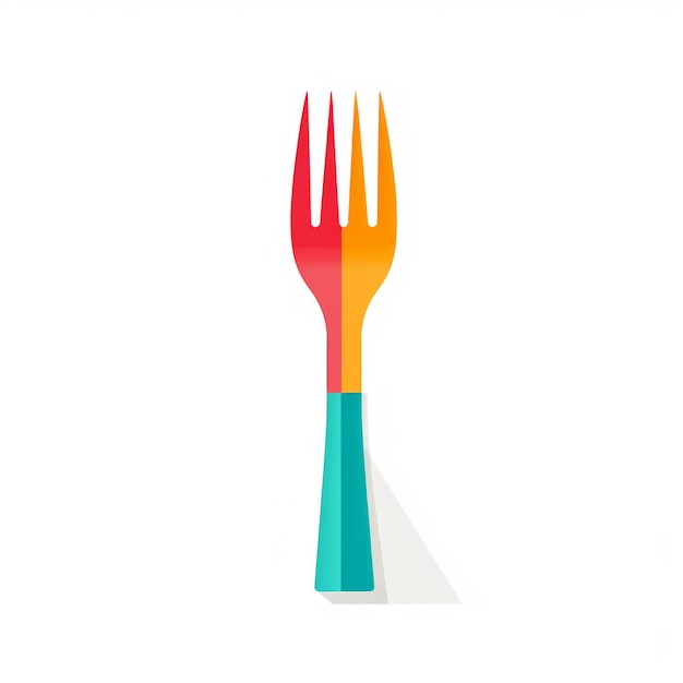 Ilustração minimalista de ícone de garfo colorido com estilo gráfico ousado