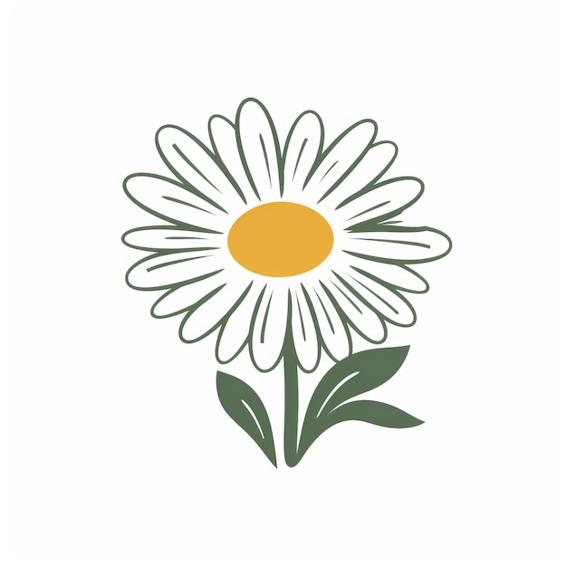 Ilustração minimalista de ícone de margarida em fundo branco