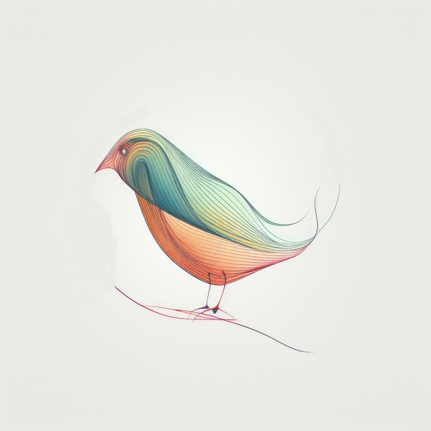 Ilustração minimalista de papagaio com traços simples