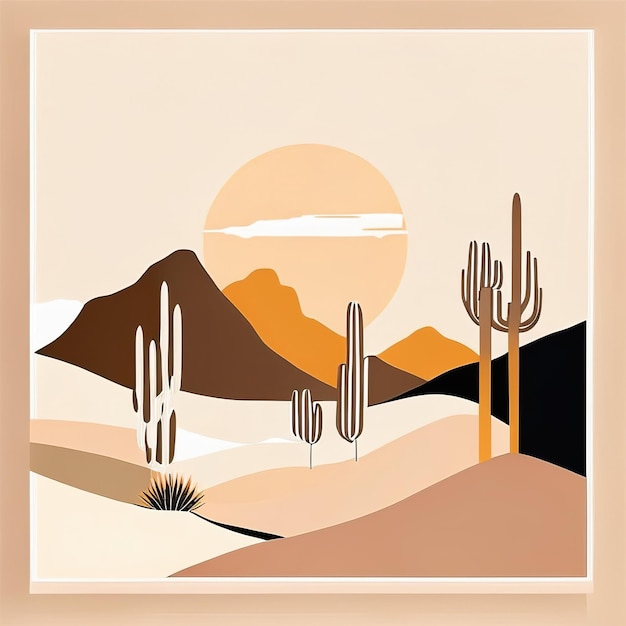 Ilustração minimalista do deserto com cores suaves IA geradora