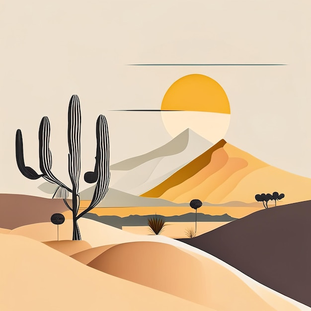 Foto ilustração minimalista do deserto com cores suaves ia geradora