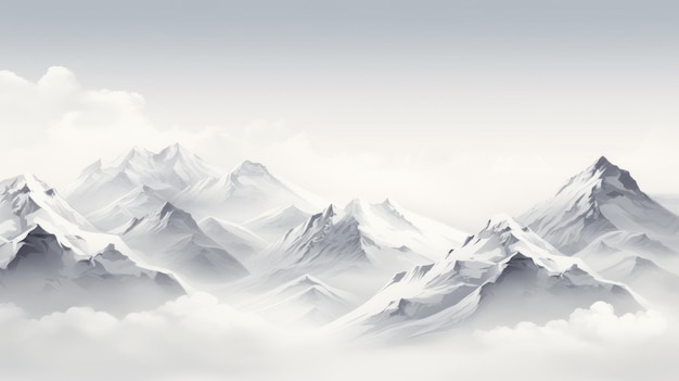 Ilustração minimalista dos Alpes cobertos de neve