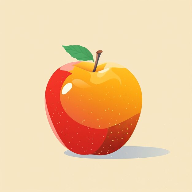 Ilustração minimalista em 2D de uma maçã colorida em fundo branco