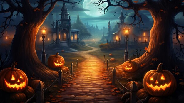 Ilustração misteriosa de fantasmas de Halloween